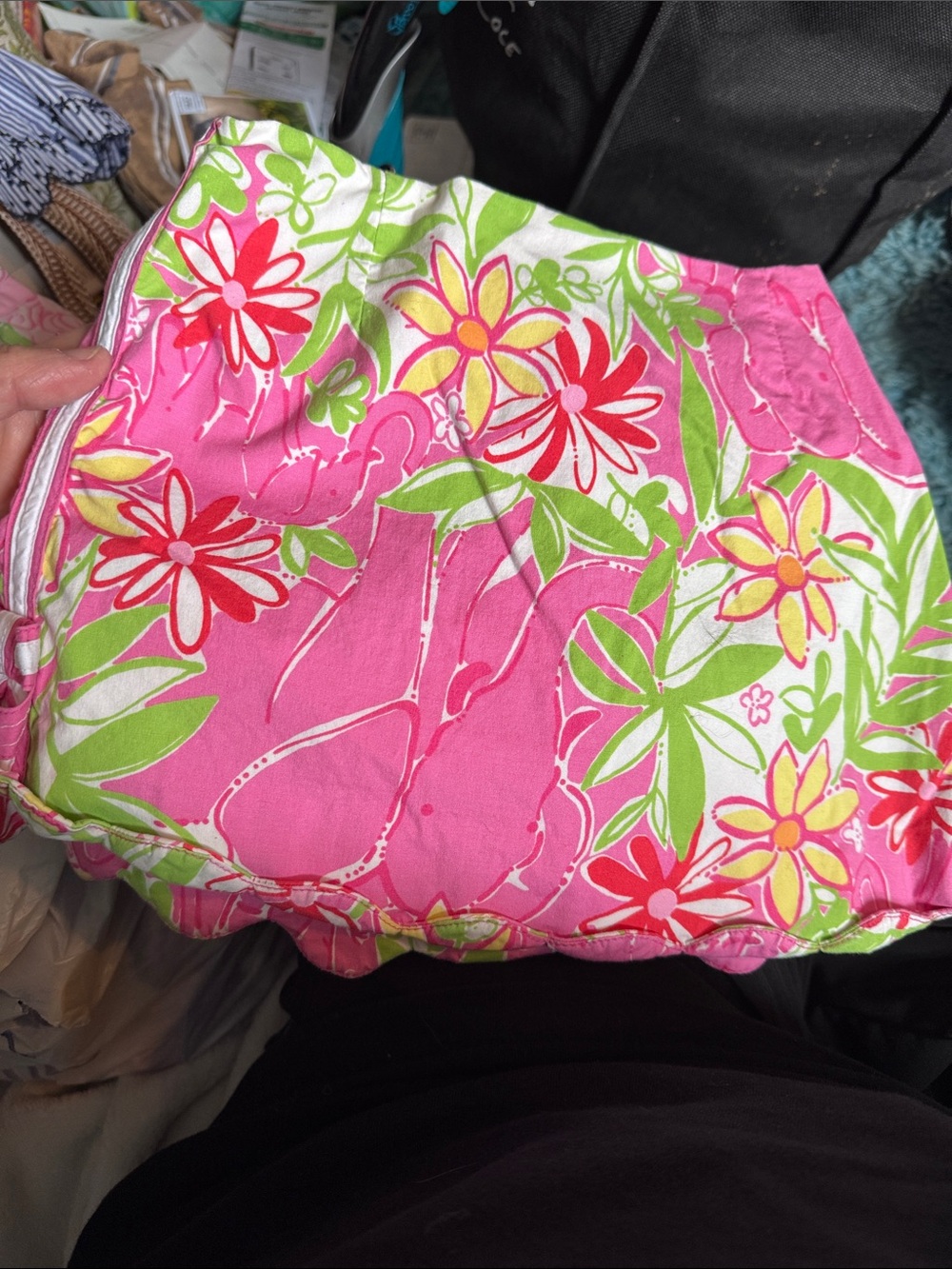 Lilly Pulitzer Pink Floral Skort with Green and Yellow Accents